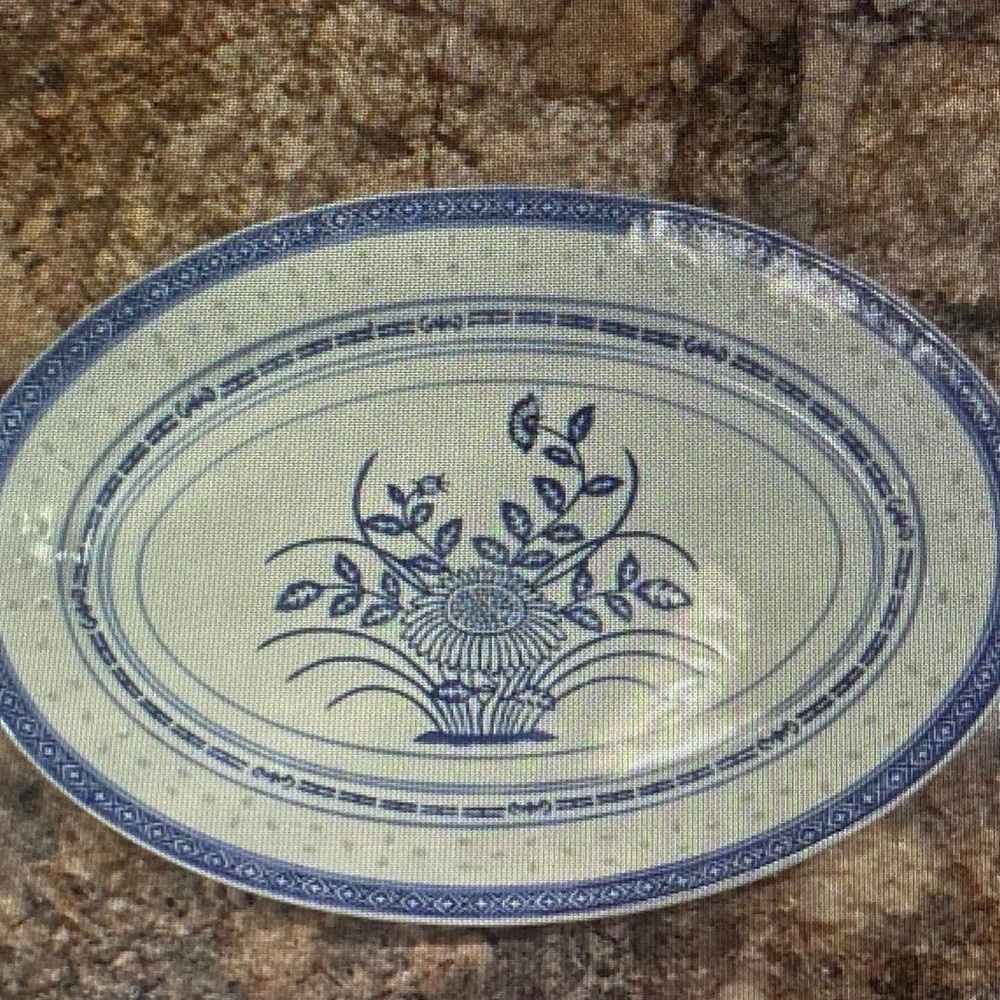 Vintage Chinese porcelain oval serving platter